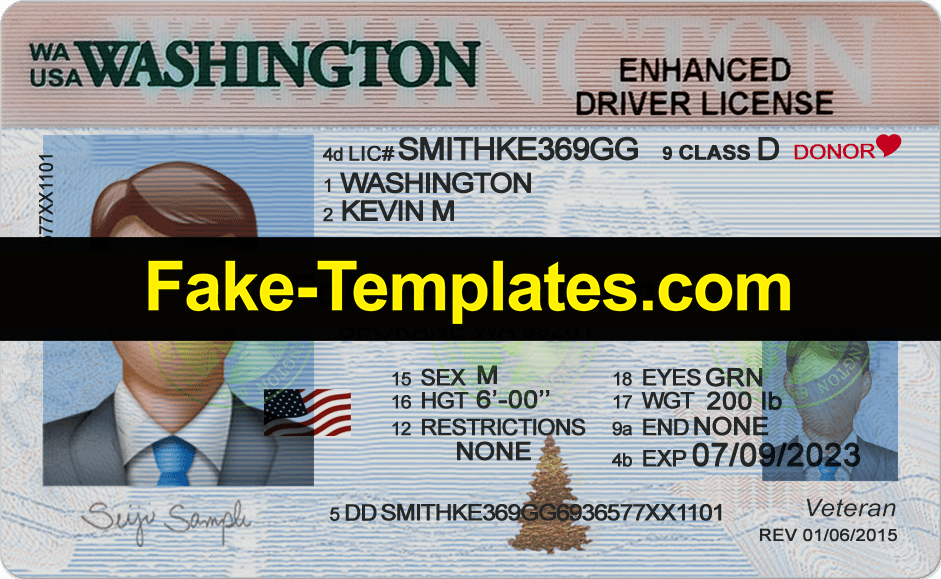 Washington Driver License PSD Template 2023